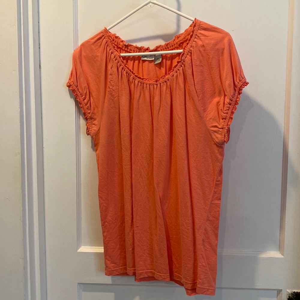 Ladies SS Peach peasant top. Kim Rogers. Size XL. In excellent condition.